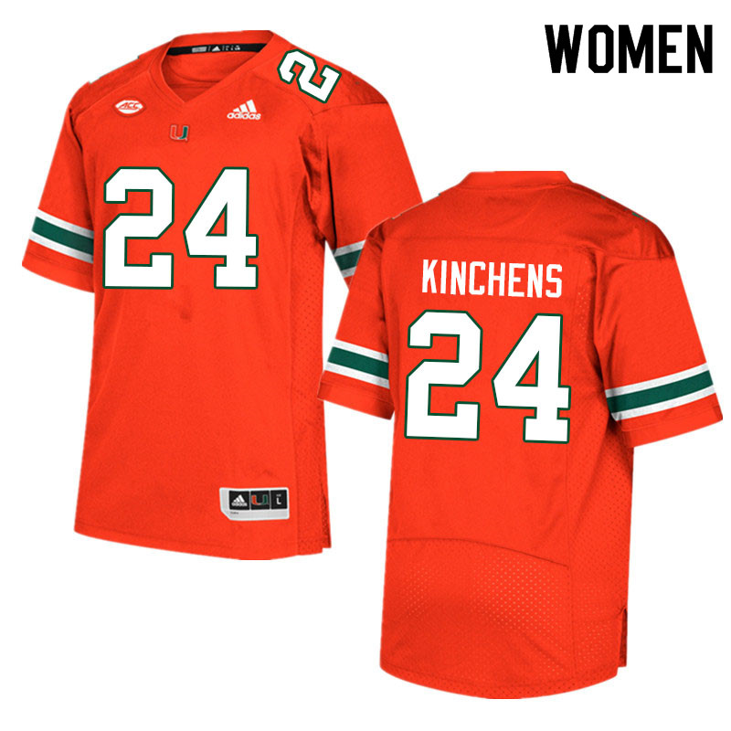 Women #24 Kamren Kinchens Miami Hurricanes College Football Jerseys Sale-Orange - Click Image to Close